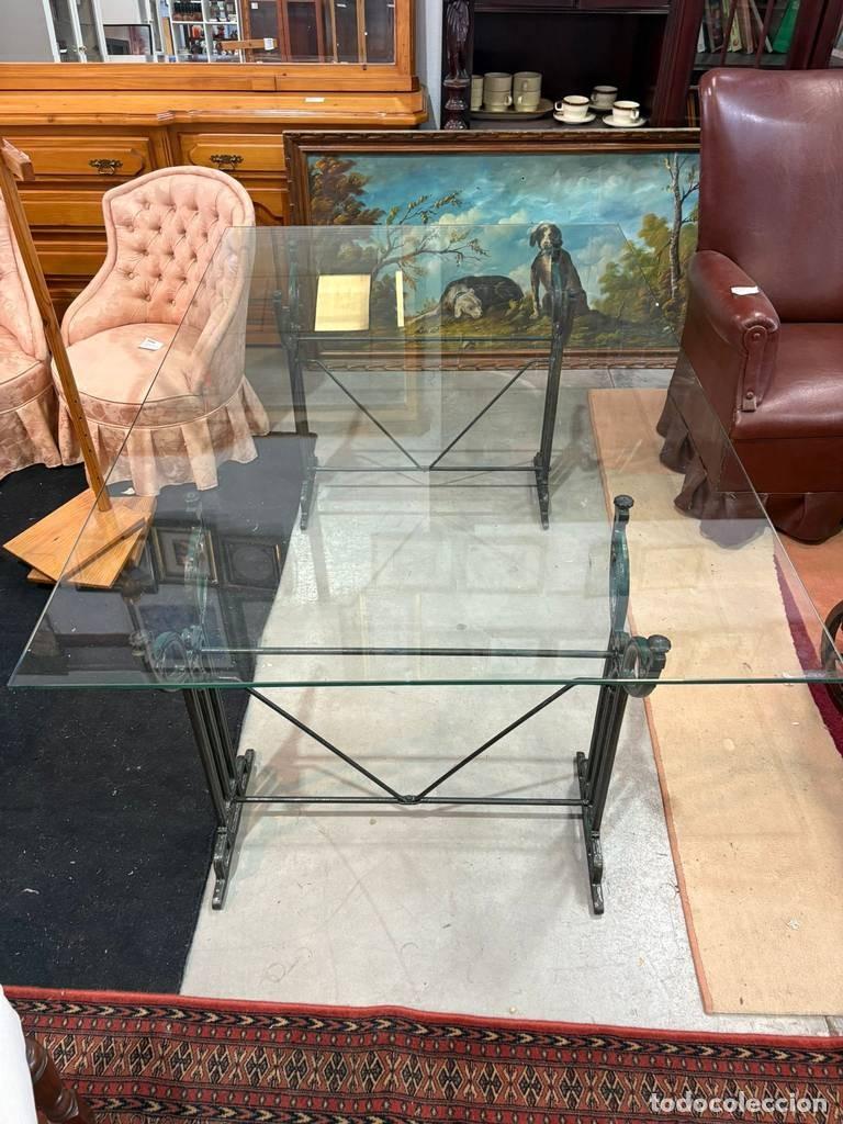 Vintage: MESA DE FORJA Y CRISTAL - Foto 3