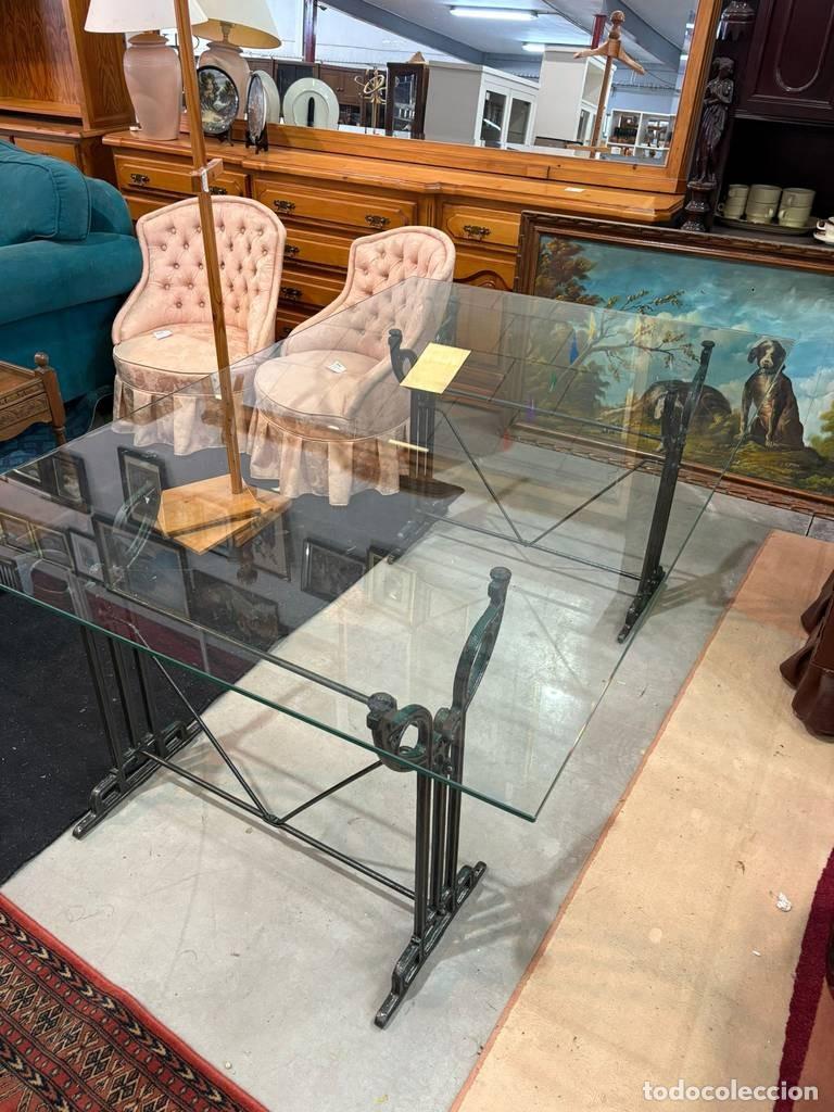 Vintage: MESA DE FORJA Y CRISTAL - Foto 4