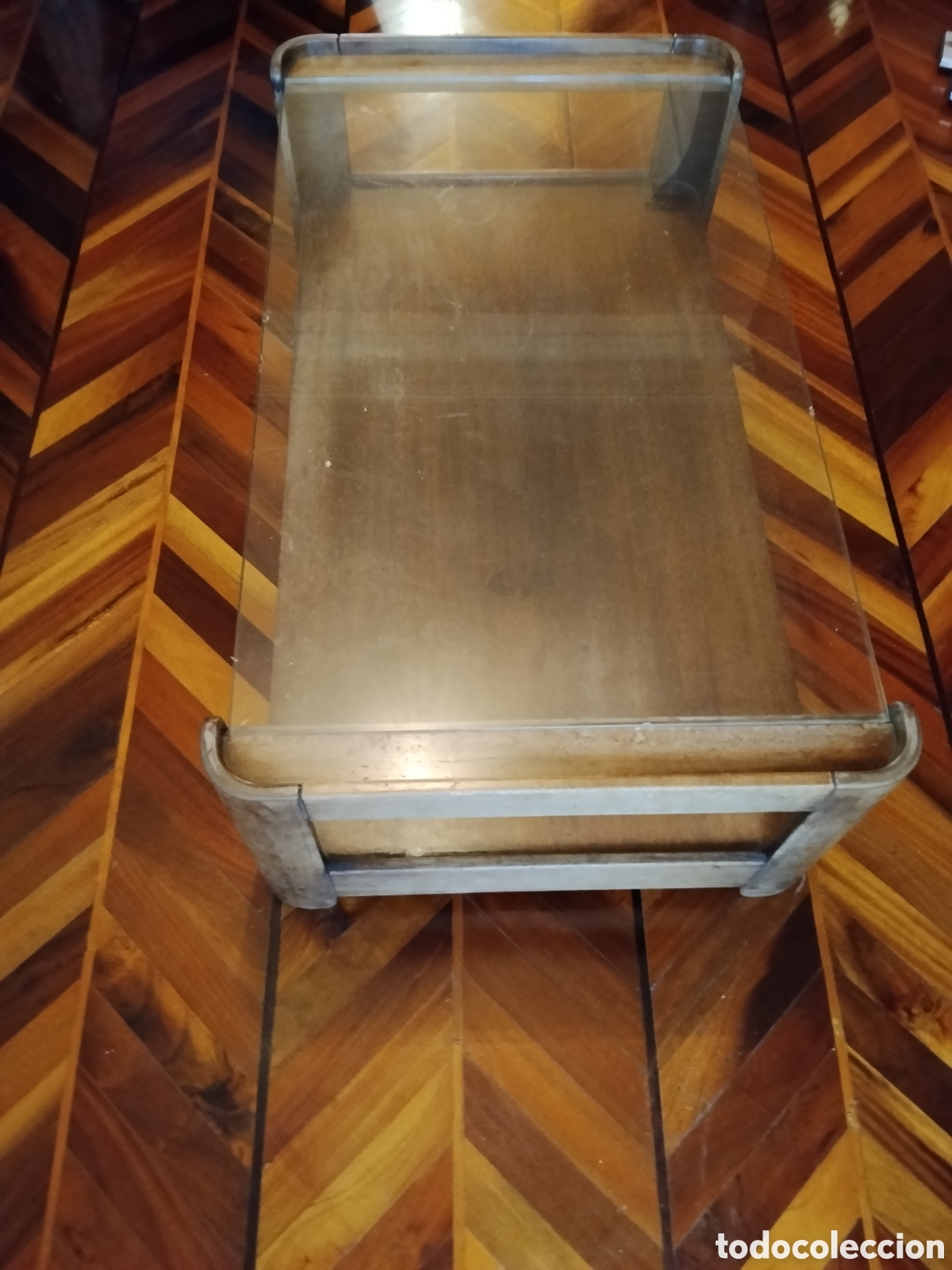 Vintage: MESA DE CENTRO MADERA MACIZA Y CRISTAL