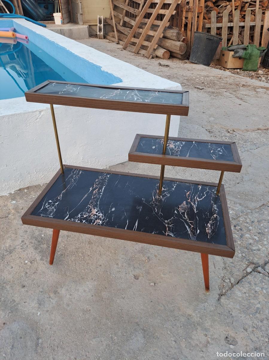 Vintage: Soporte para plantas vintage con tres niveles asim&eacute;tricos, a&ntilde;os 60