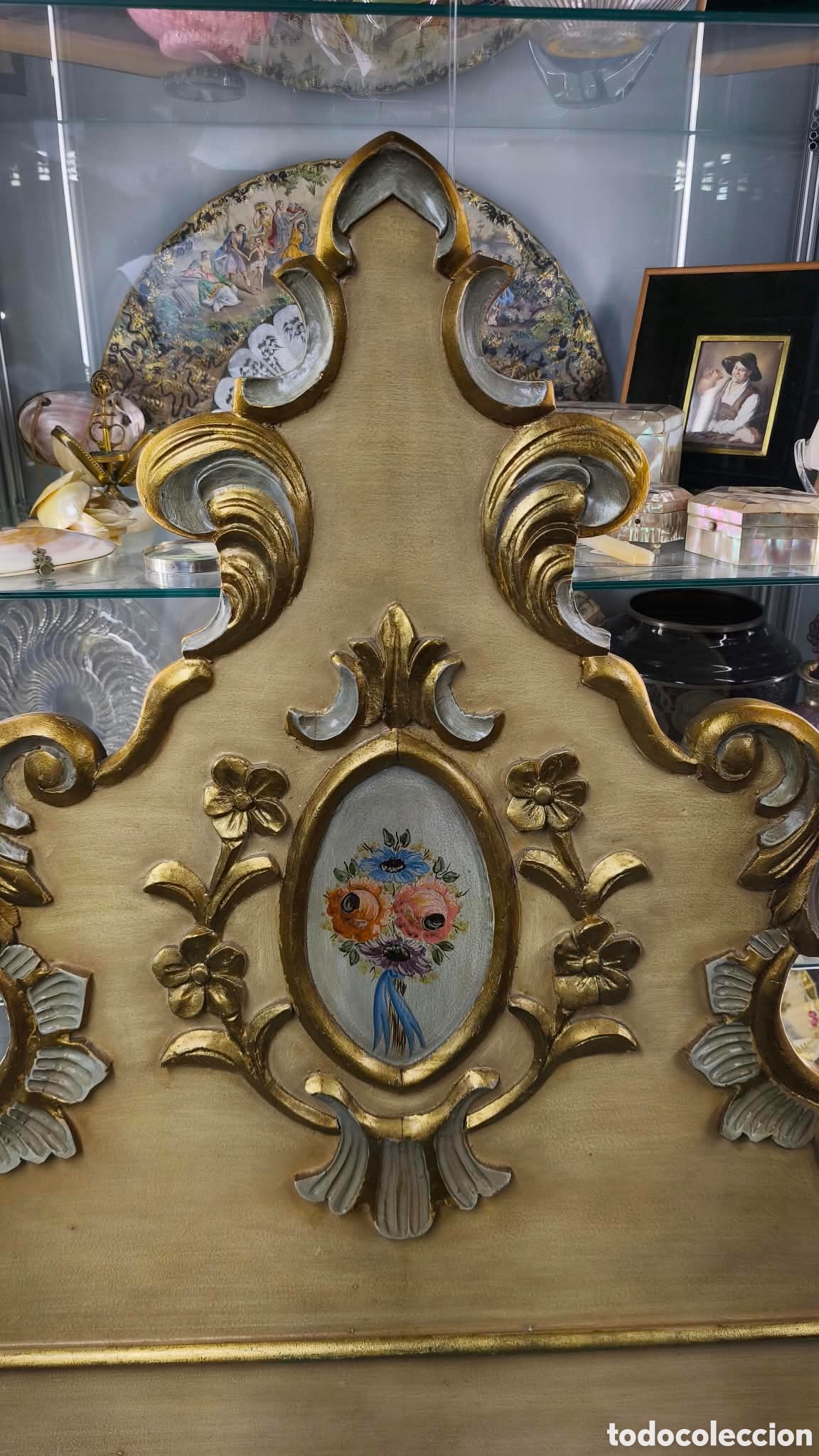 Vintage: Cabeza de cama pintado a mano