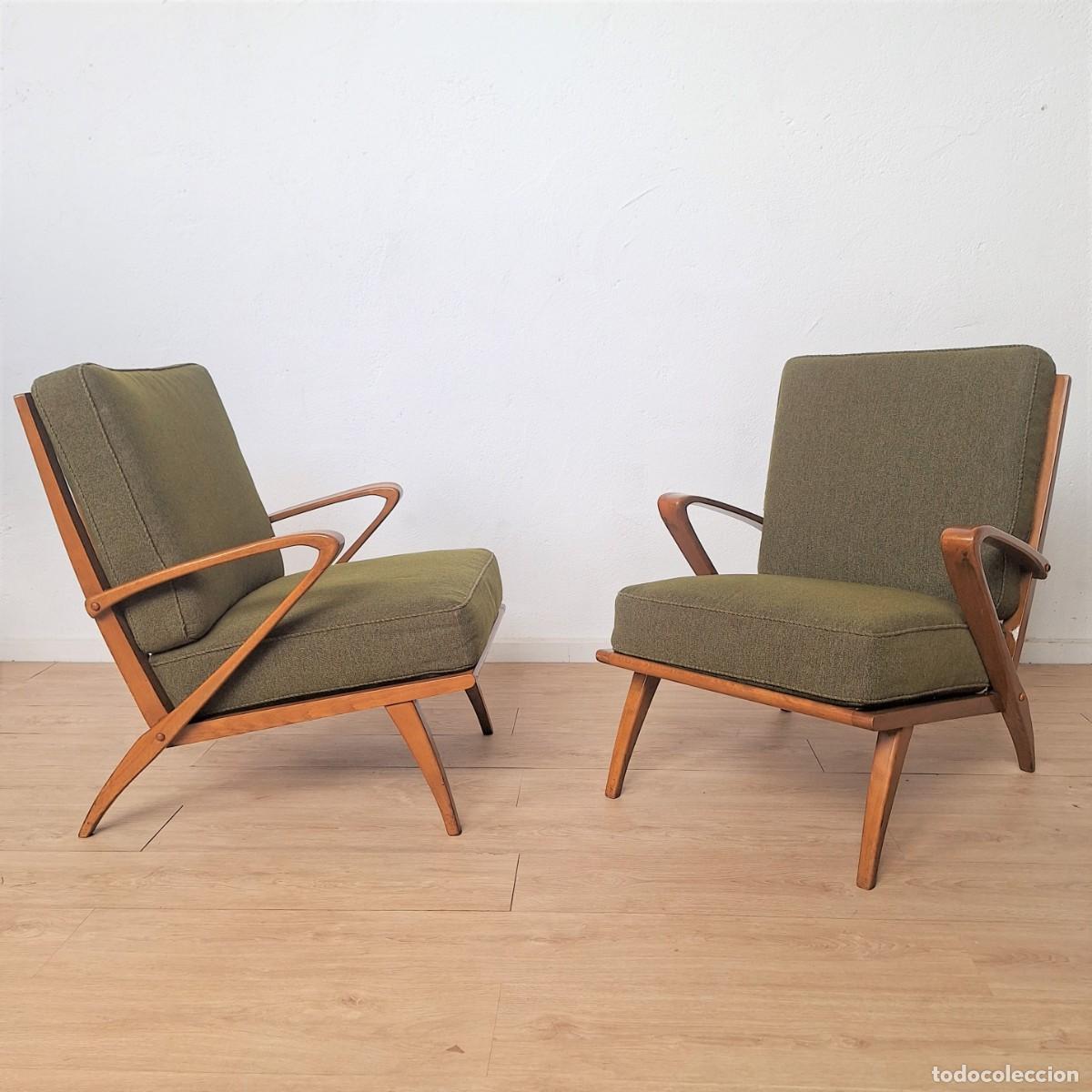 Vintage: Dos Armchairs de madera curvada de 1940, fabricado por Guglielmo Ulrich para C.W.K. M&ouml;bel.