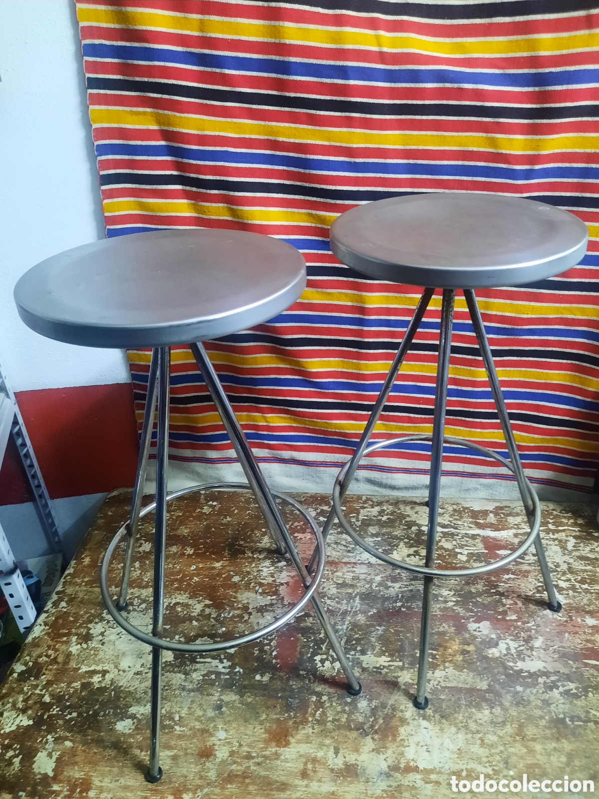 Vintage: PAREJA DE TABURETES NUTA 60CM/MOBLES 114/BARCELONA/SPAIN