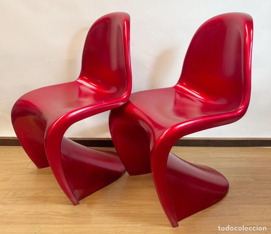 Vintage: Sillas Rojas Estilo Panton - Foto 7