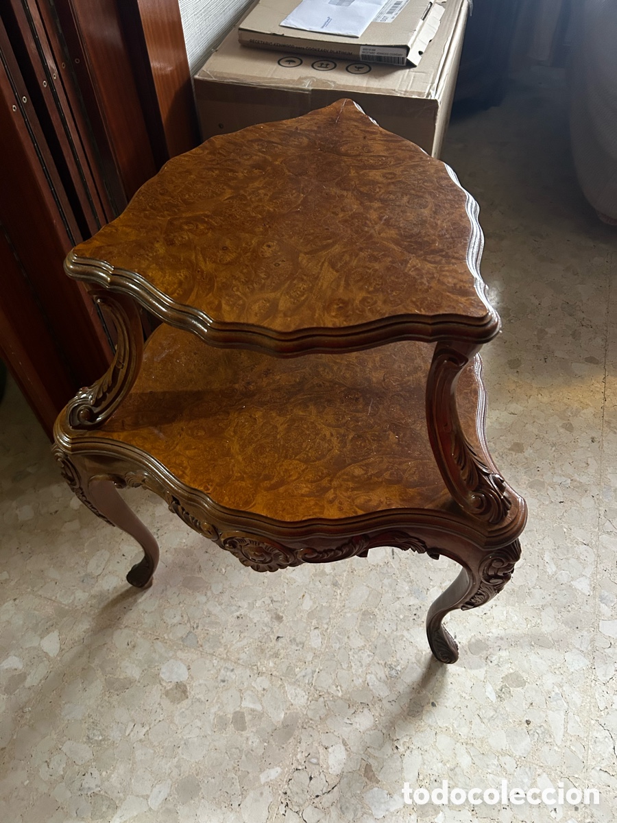 Vintage: mesa auxiliar de dos niveles, de estilo Luis XV - Foto 2