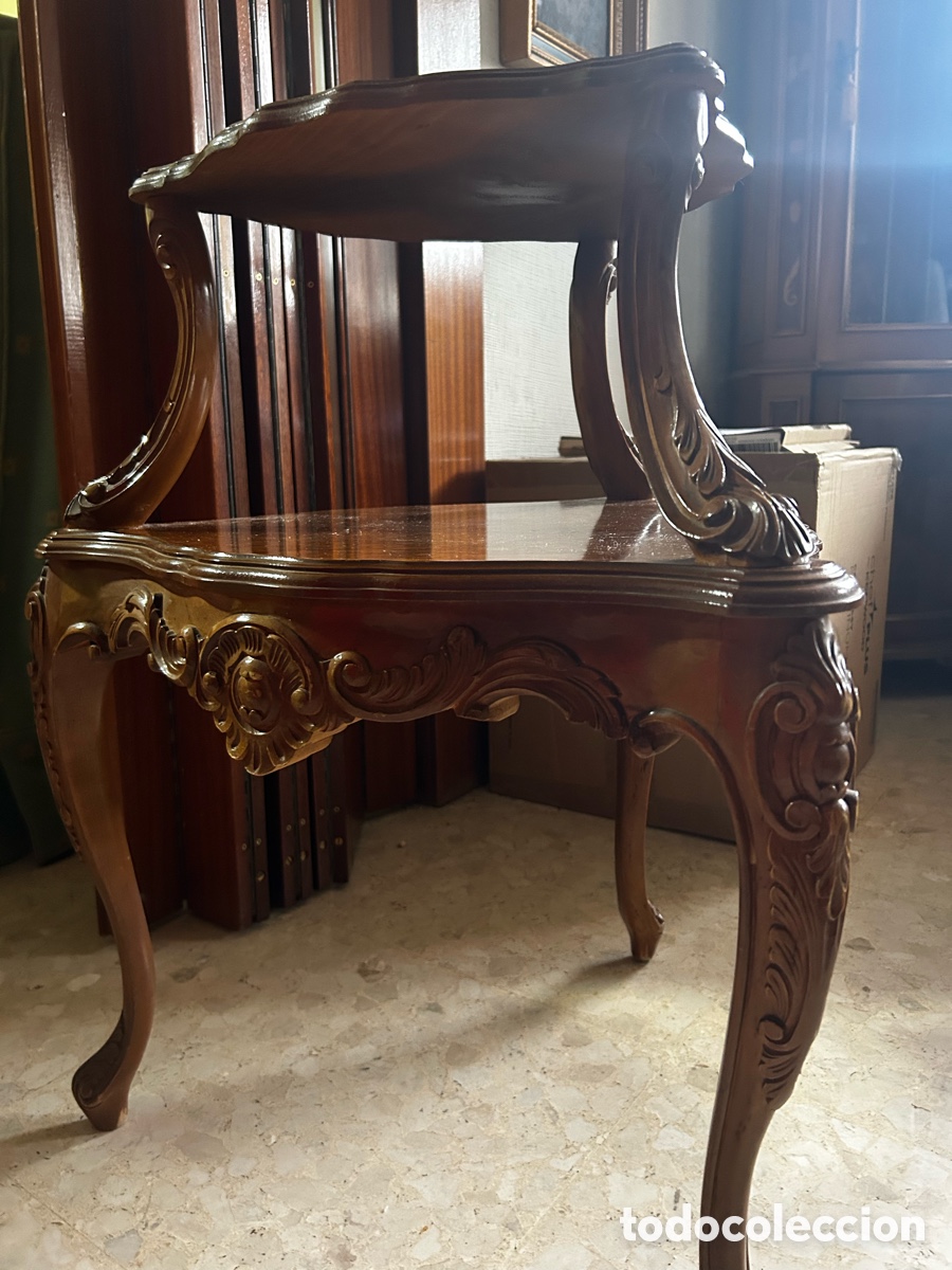 Vintage: mesa auxiliar de dos niveles, de estilo Luis XV - Foto 3