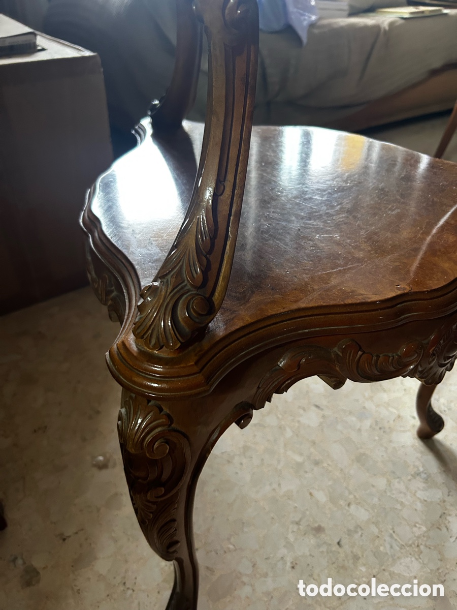Vintage: mesa auxiliar de dos niveles, de estilo Luis XV - Foto 4