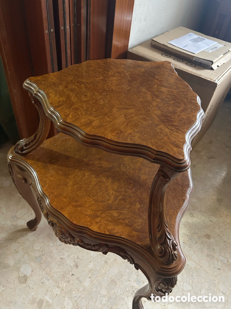 Vintage: mesa auxiliar de dos niveles, de estilo Luis XV - Foto 1