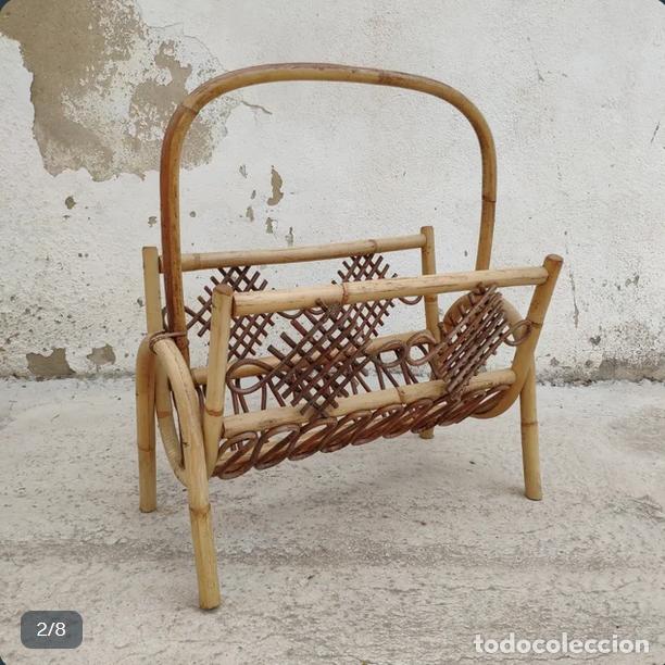 Vintage: Revistero de rat&aacute;n y mimbre