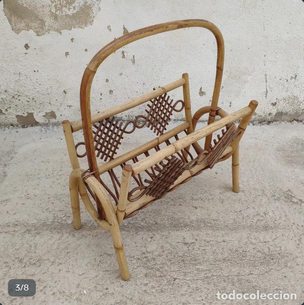 Vintage: Revistero de rat&aacute;n y mimbre - Foto 2