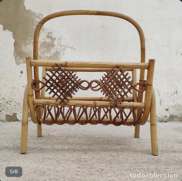 Vintage: Revistero de rat&aacute;n y mimbre - Foto 4