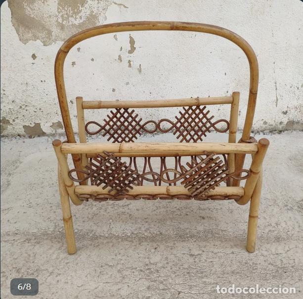 Vintage: Revistero de rat&aacute;n y mimbre - Foto 5
