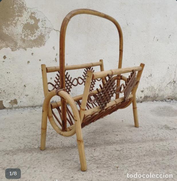 Vintage: Revistero de rat&aacute;n y mimbre - Foto 8