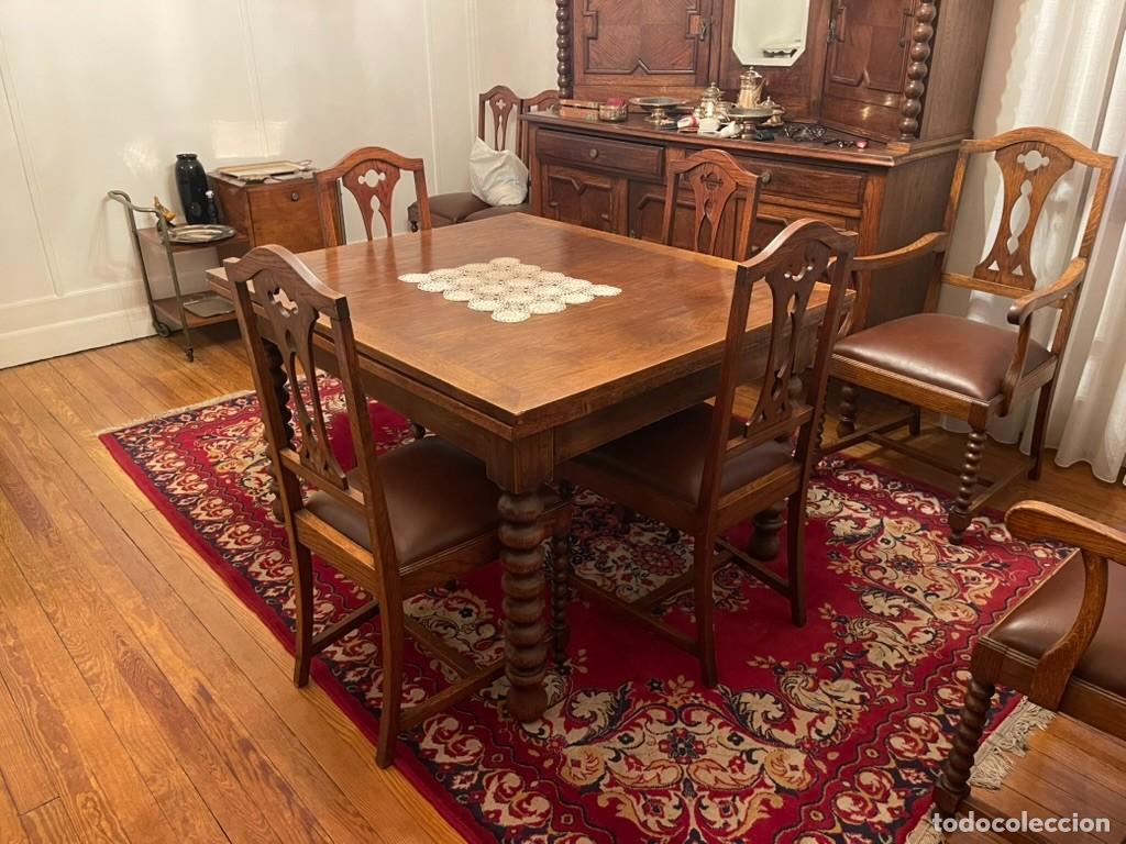 Vintage: Mesa extensible madera maciza y 8 sillas - SOLO RECOGIDA BILBAO