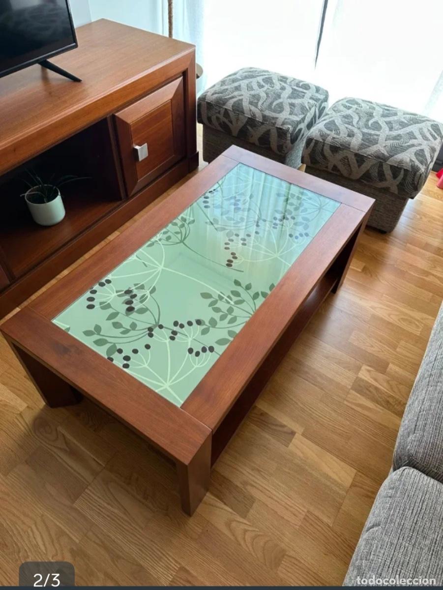 Vintage: Mesa de centro madera cristal decorativo - Foto 2
