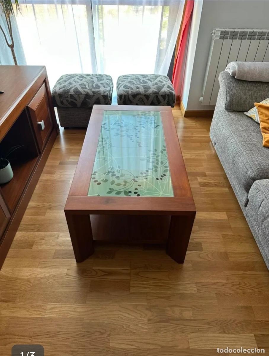 Vintage: Mesa de centro madera cristal decorativo - Foto 3