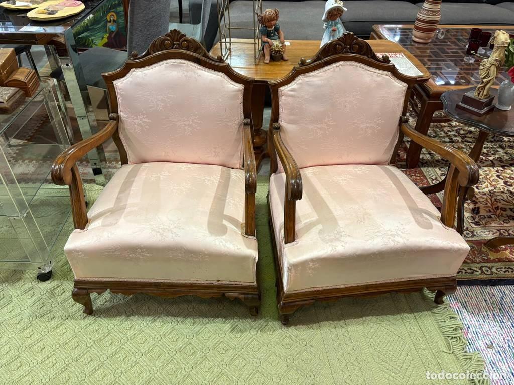 Vintage: PAREJA SILLONES ESTILO LUIS XV - Foto 2