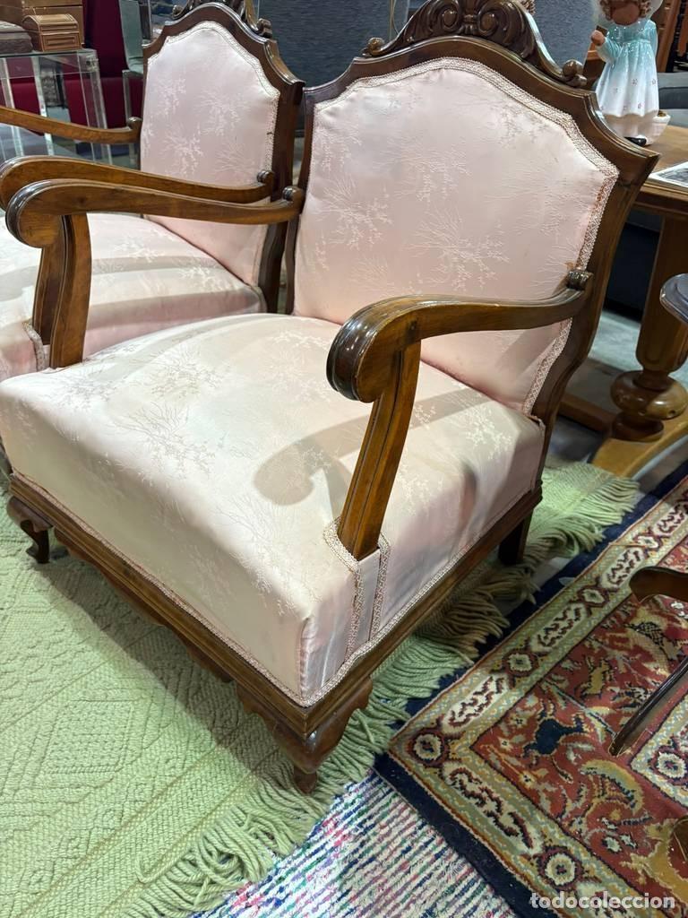 Vintage: PAREJA SILLONES ESTILO LUIS XV - Foto 3