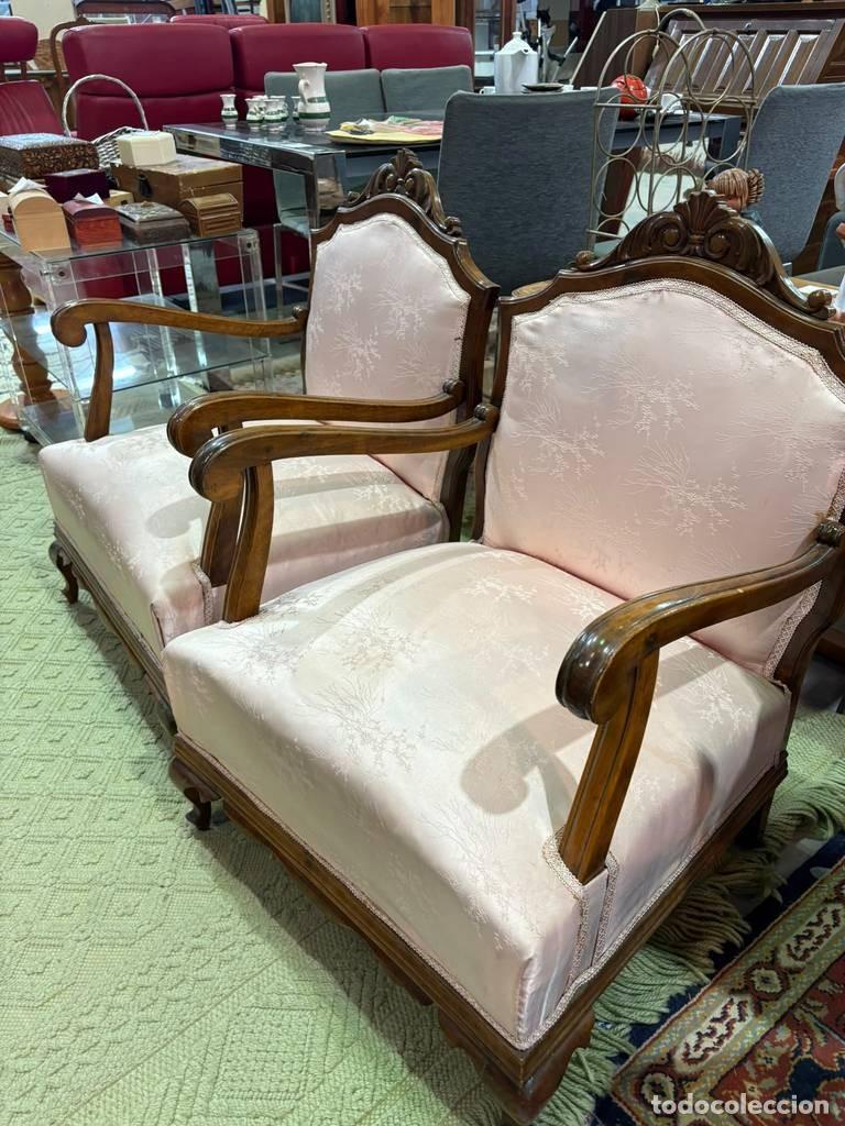 Vintage: PAREJA SILLONES ESTILO LUIS XV - Foto 4