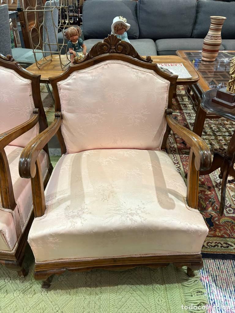 Vintage: PAREJA SILLONES ESTILO LUIS XV - Foto 5