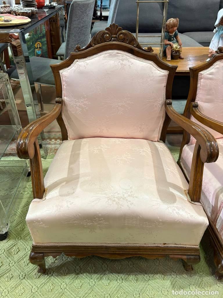 Vintage: PAREJA SILLONES ESTILO LUIS XV - Foto 7