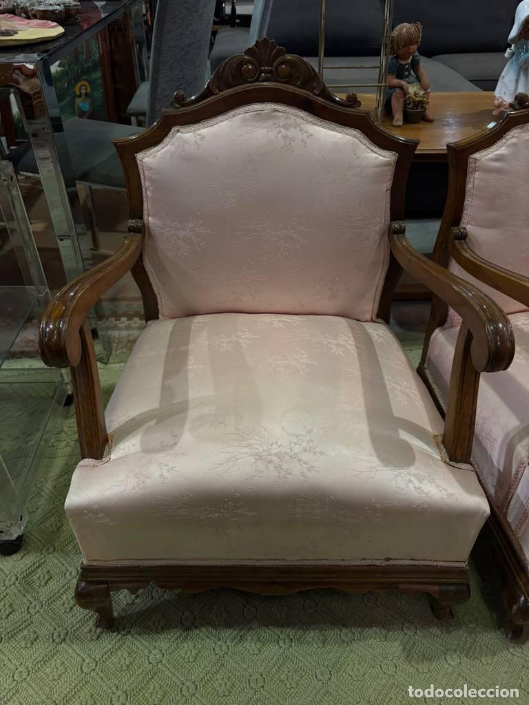 Vintage: PAREJA SILLONES ESTILO LUIS XV - Foto 9