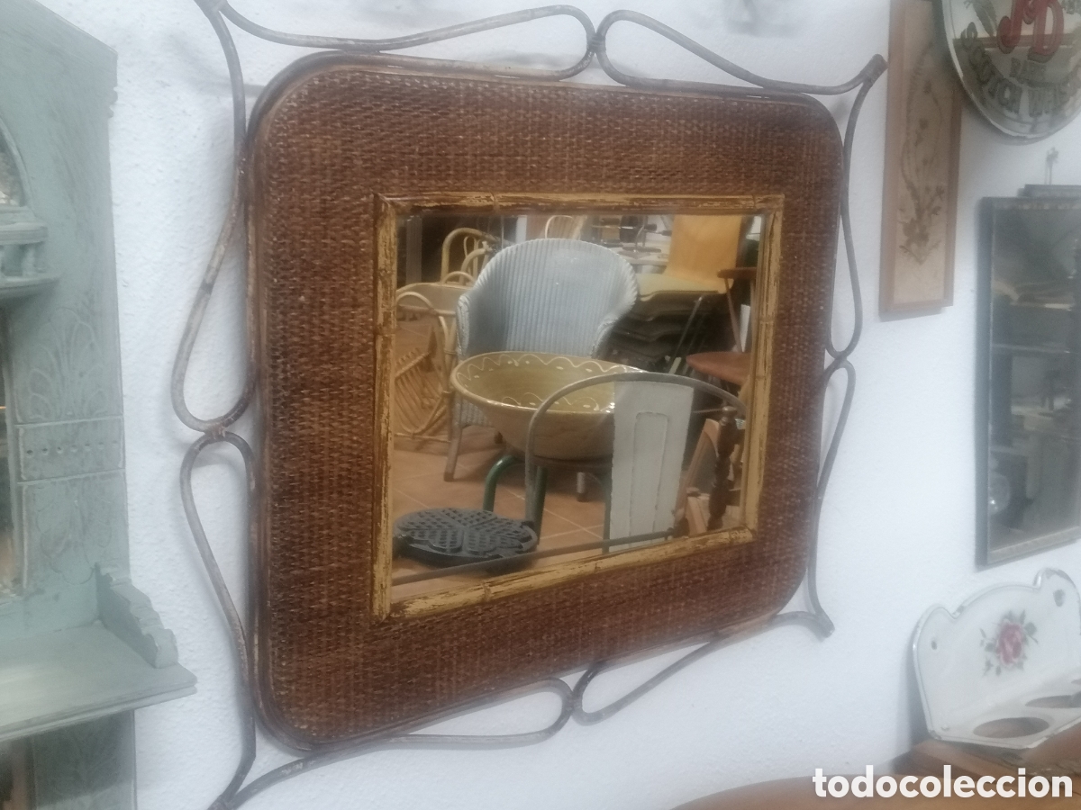 Vintage: Espejo de ratan vintage mid century