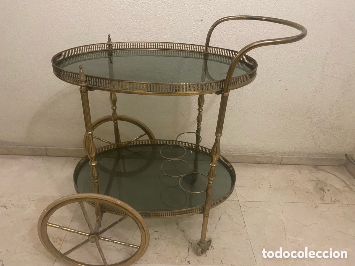 Vintage: CARRITO DE BAR OVALADO VINTAGE DE LATON ESTILO HOLLYWOOD REGENCY (A&Ntilde;OS 50)