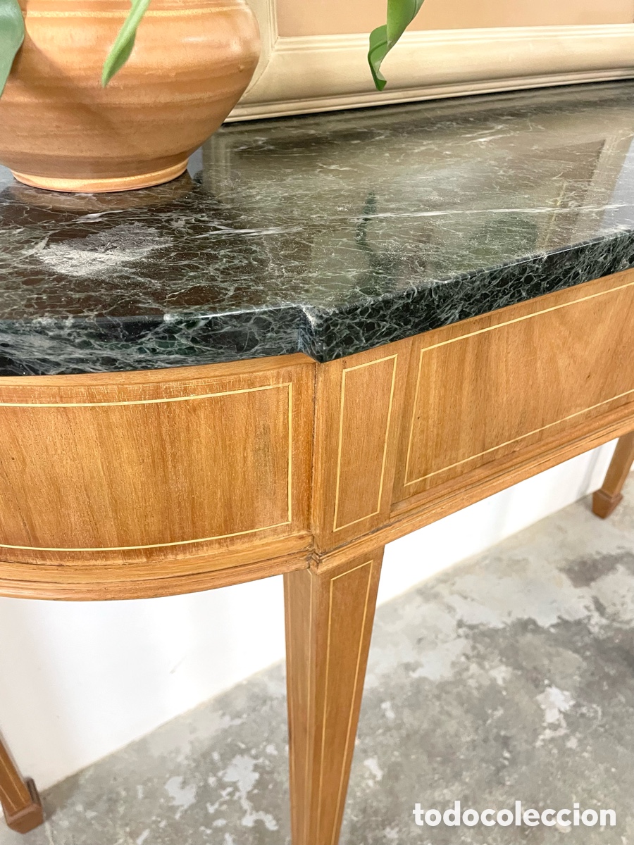 Vintage: Mesa consola madera roble y m&aacute;rmol - Foto 6