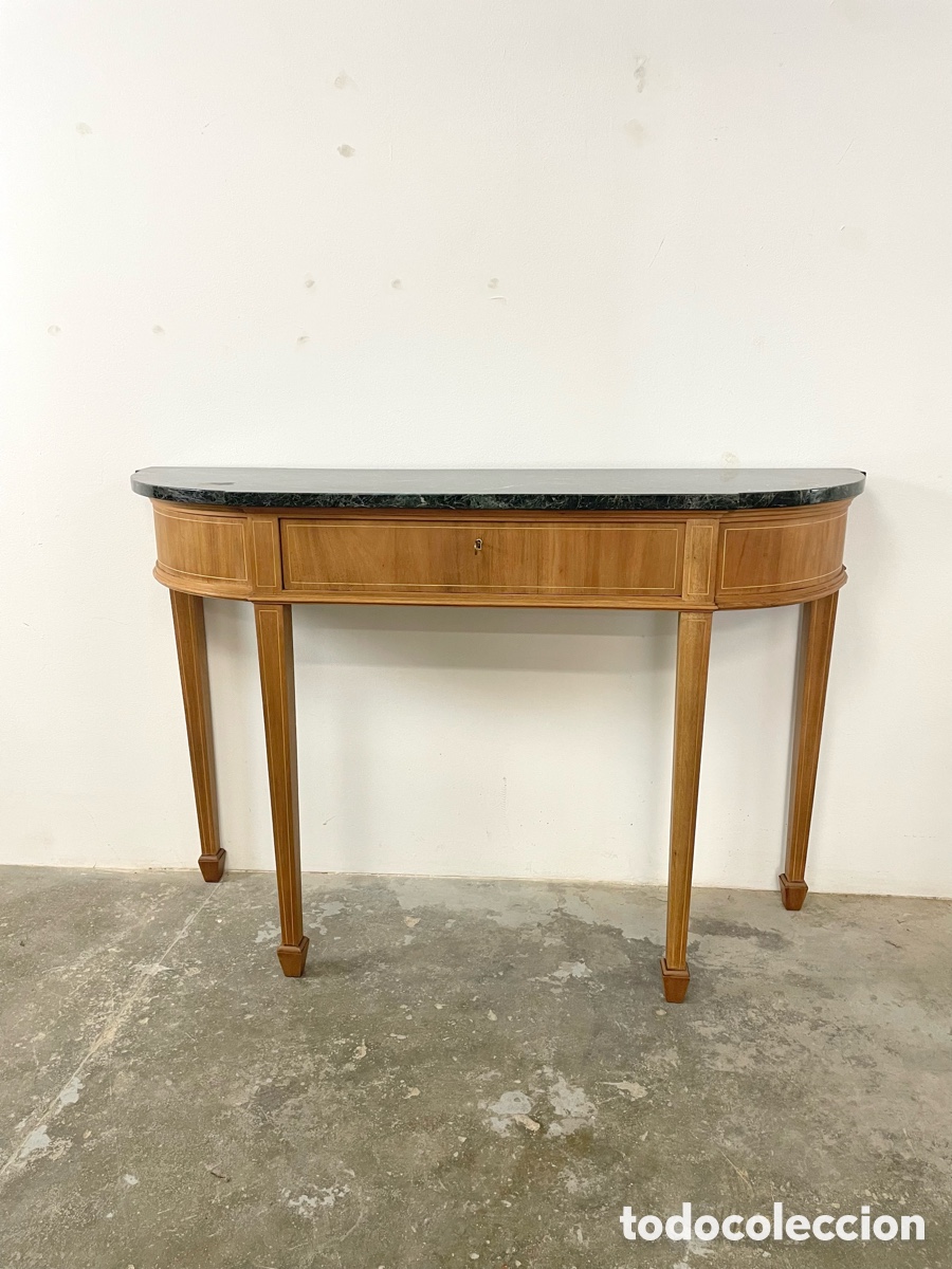 Vintage: Mesa consola madera roble y m&aacute;rmol - Foto 7
