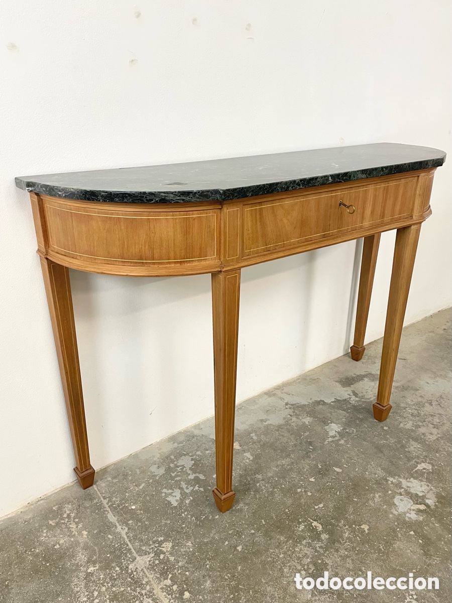 Vintage: Mesa consola madera roble y m&aacute;rmol - Foto 8
