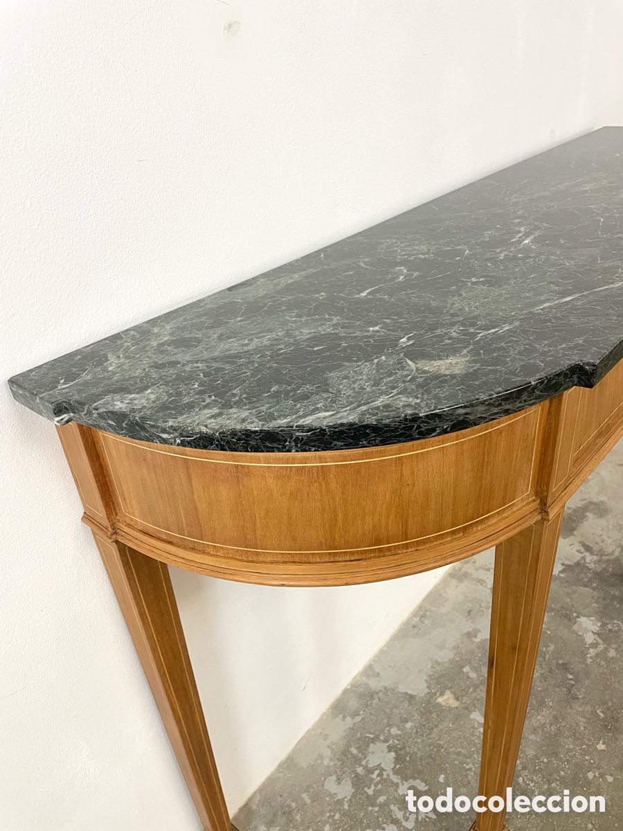 Vintage: Mesa consola madera roble y m&aacute;rmol - Foto 9