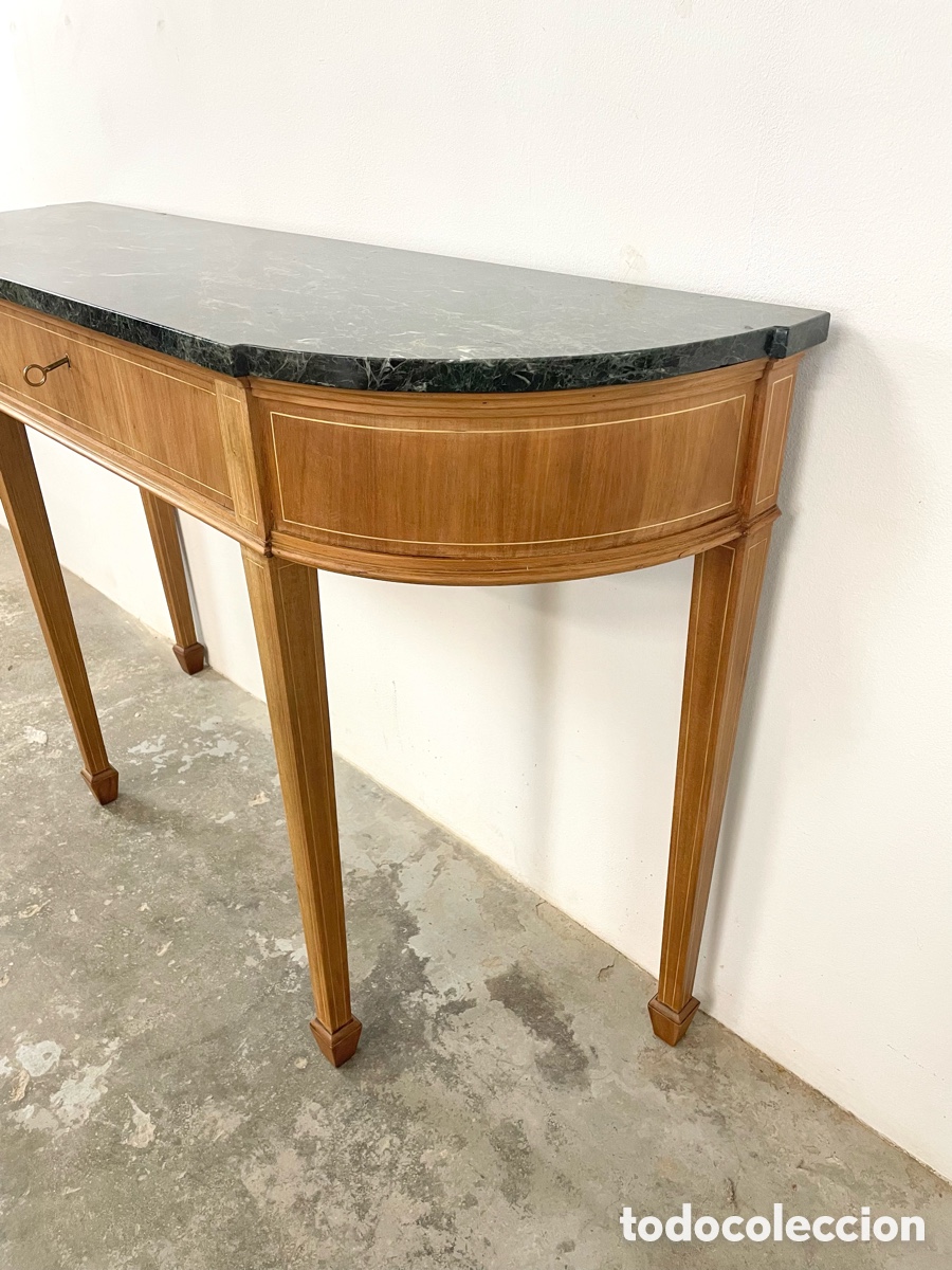 Vintage: Mesa consola madera roble y m&aacute;rmol - Foto 10