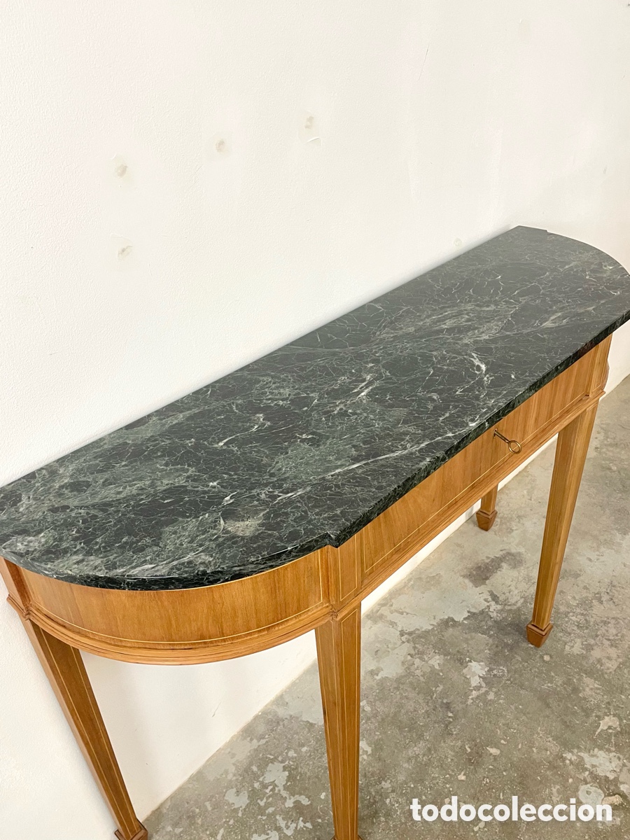 Vintage: Mesa consola madera roble y m&aacute;rmol - Foto 12