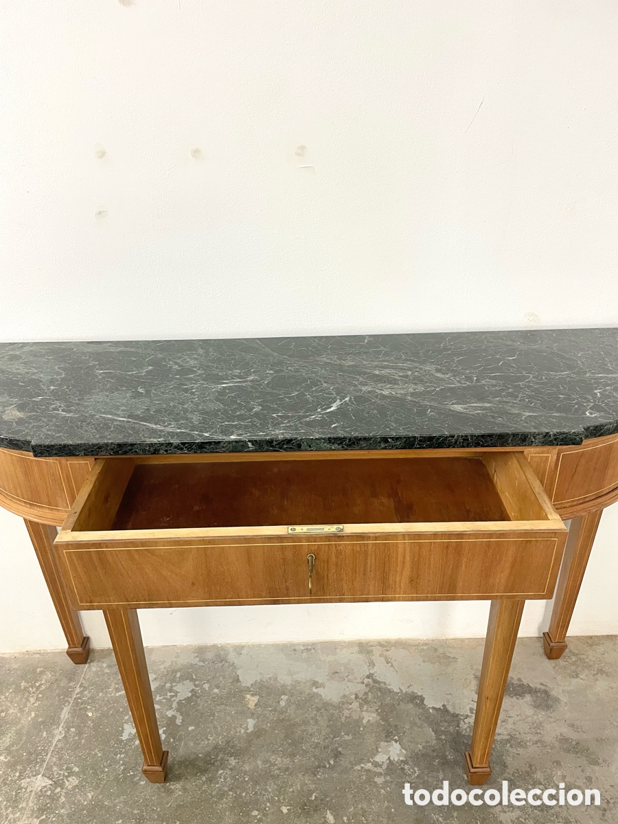 Vintage: Mesa consola madera roble y m&aacute;rmol - Foto 14