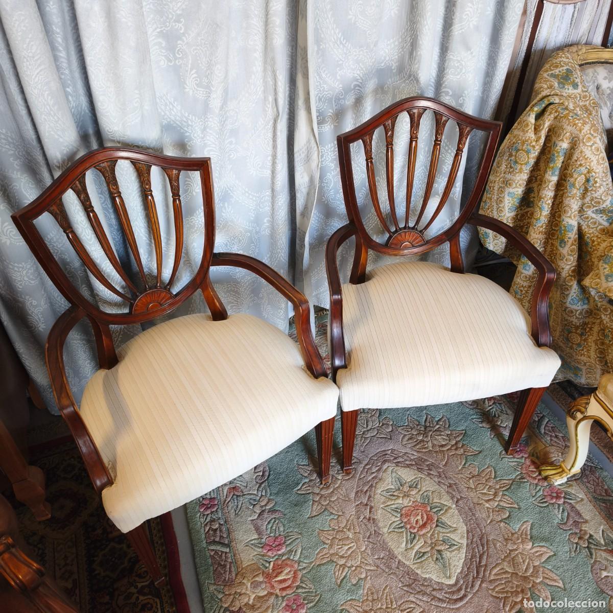 Vintage: SILLONES CAOBA ESTILO HEPPLEWHITE. - Foto 2