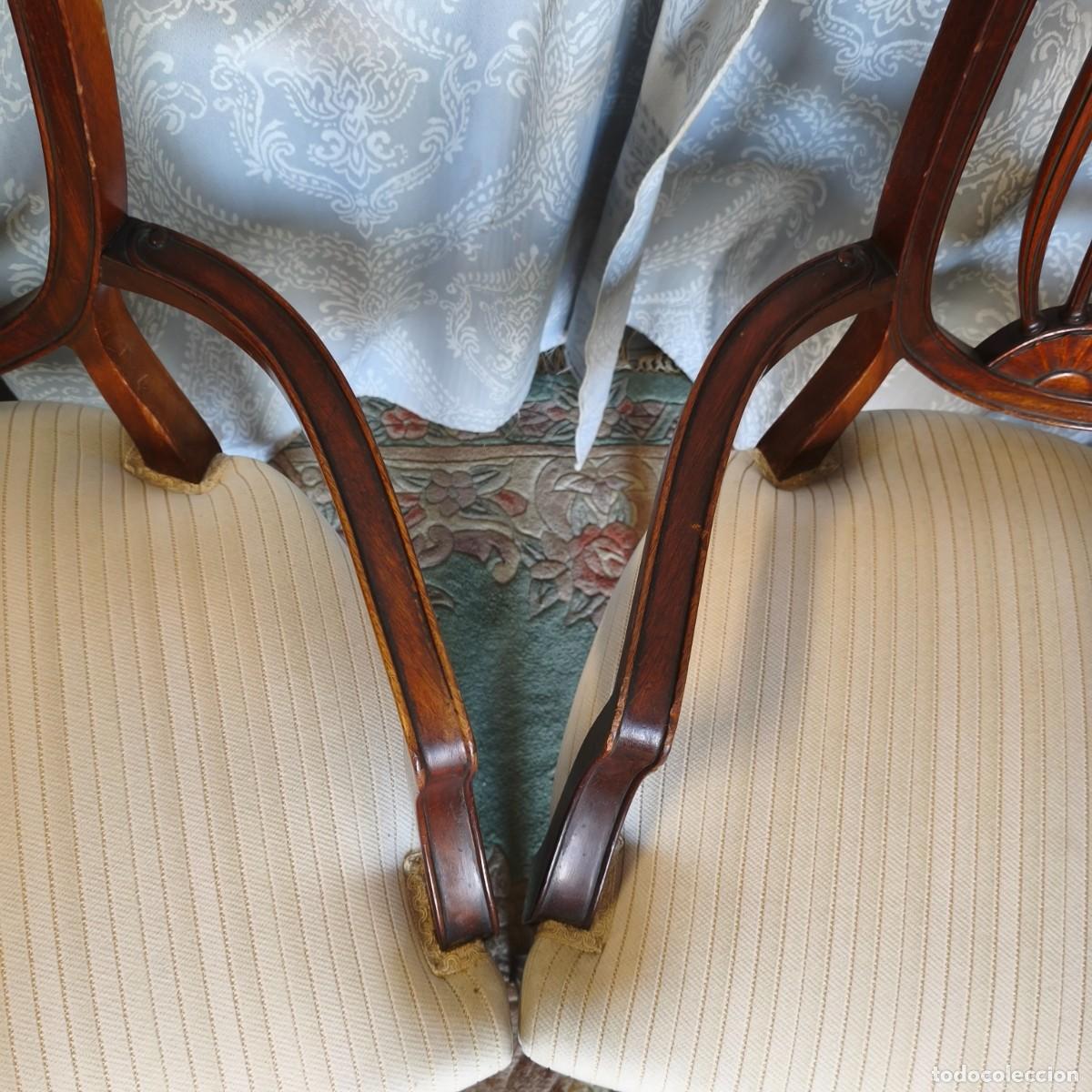 Vintage: SILLONES CAOBA ESTILO HEPPLEWHITE. - Foto 4