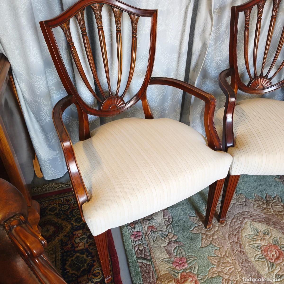 Vintage: SILLONES CAOBA ESTILO HEPPLEWHITE. - Foto 5