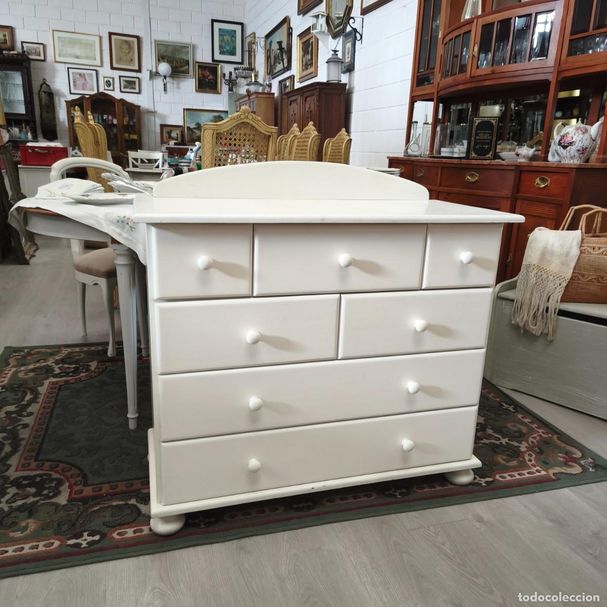 Vintage: C&Oacute;MODA BLANCA DE MADERA. - Foto 2