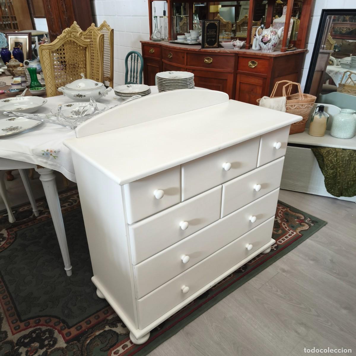 Vintage: C&Oacute;MODA BLANCA DE MADERA. - Foto 3