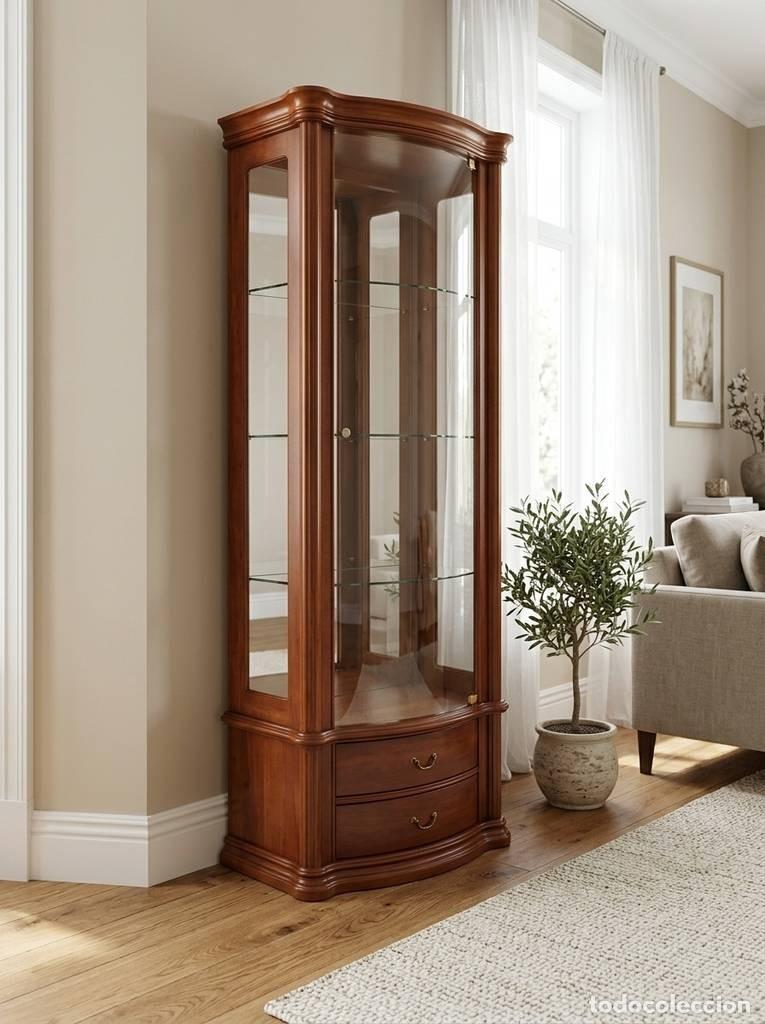Vintage: VITRINA ALTA DE MADERA Y CRISTAL