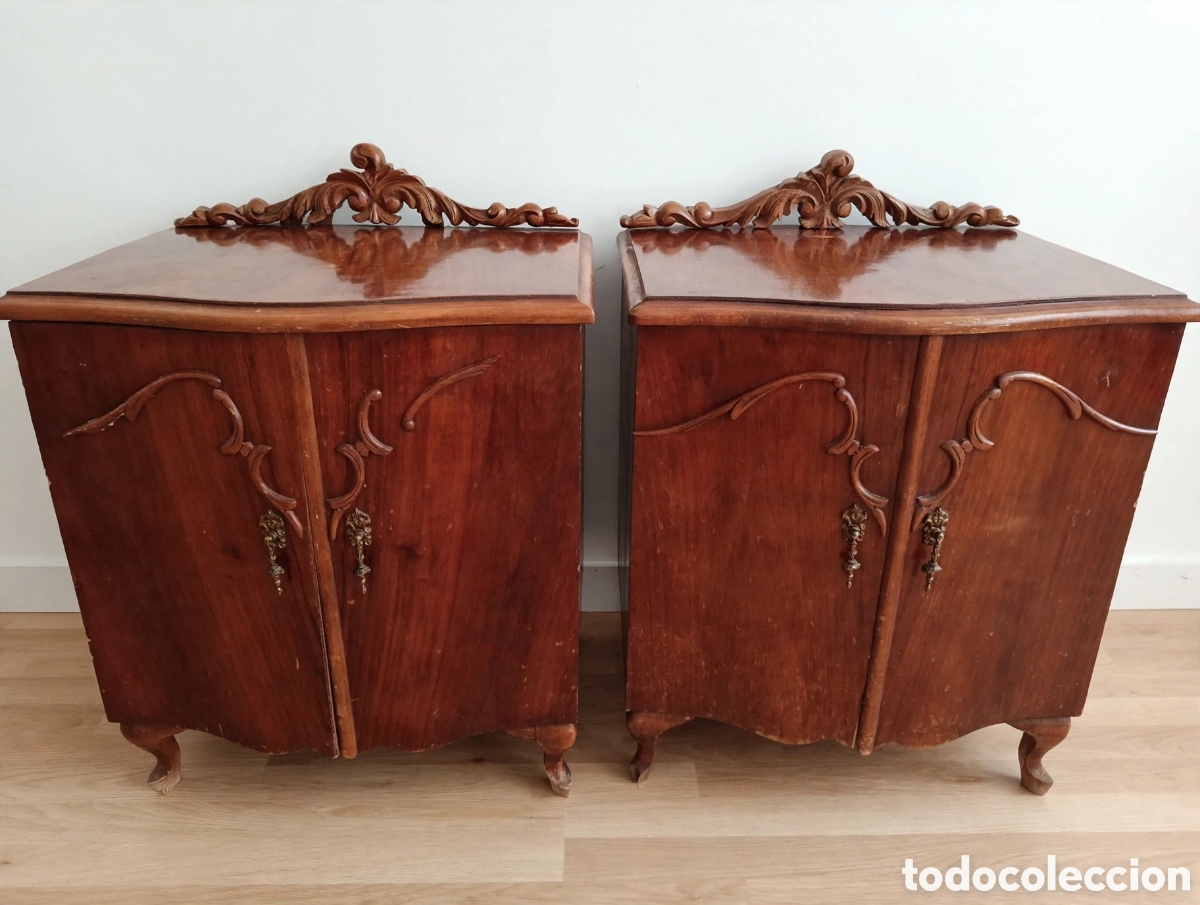 Vintage: Lote 2 mesitas de noche madera Vintage