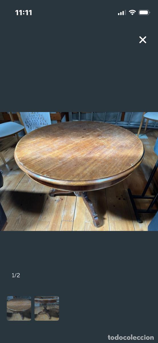 Vintage: Mesa antigua redonda de madera
