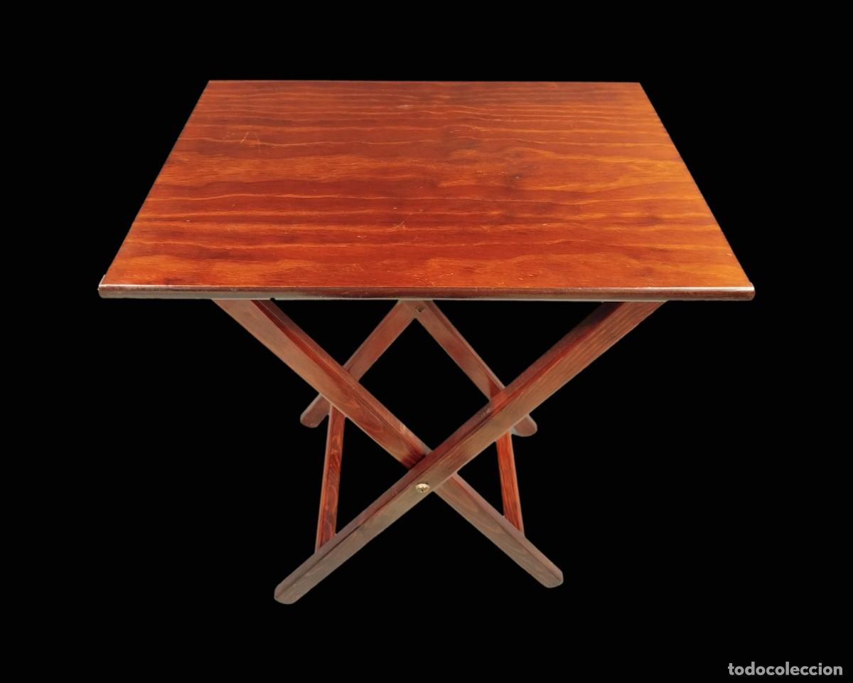 Vintage: MESITA AUXILIAR PLEGABLE DE MADERA DE ABETO