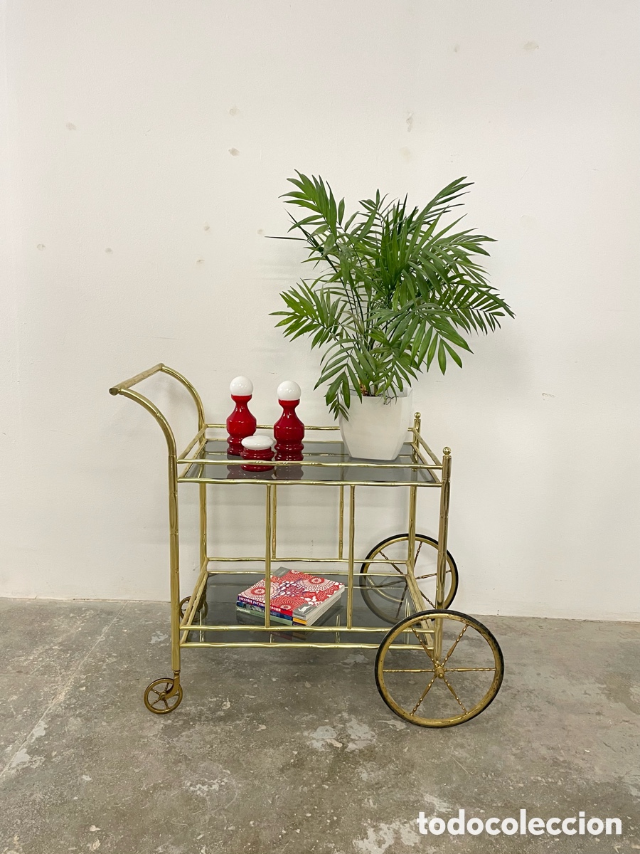 Vintage: Camarera o carrito de metal y vidrio