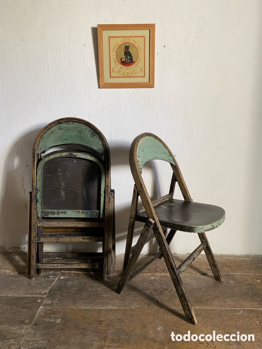 Vintage: 4 sillas plegables madera - Foto 5