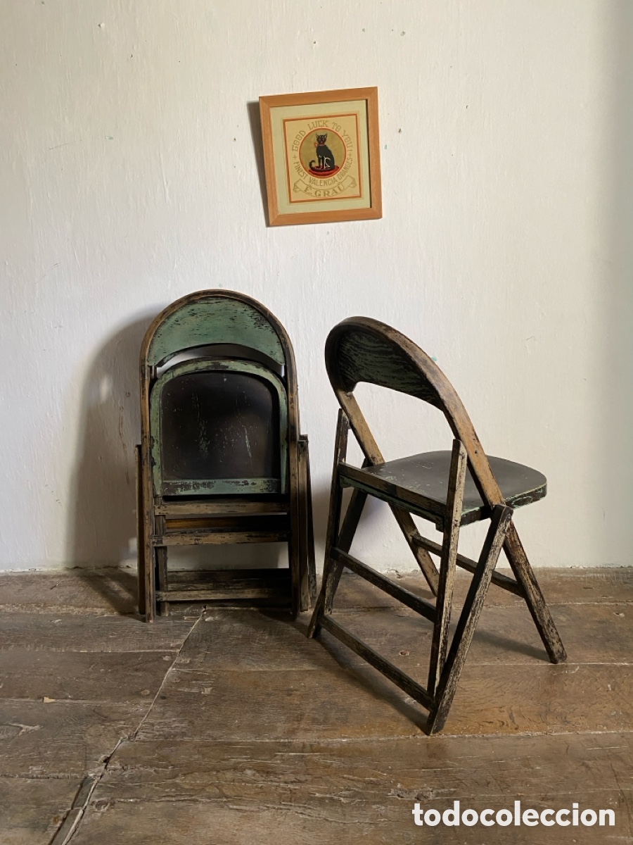 Vintage: 4 sillas plegables madera - Foto 6