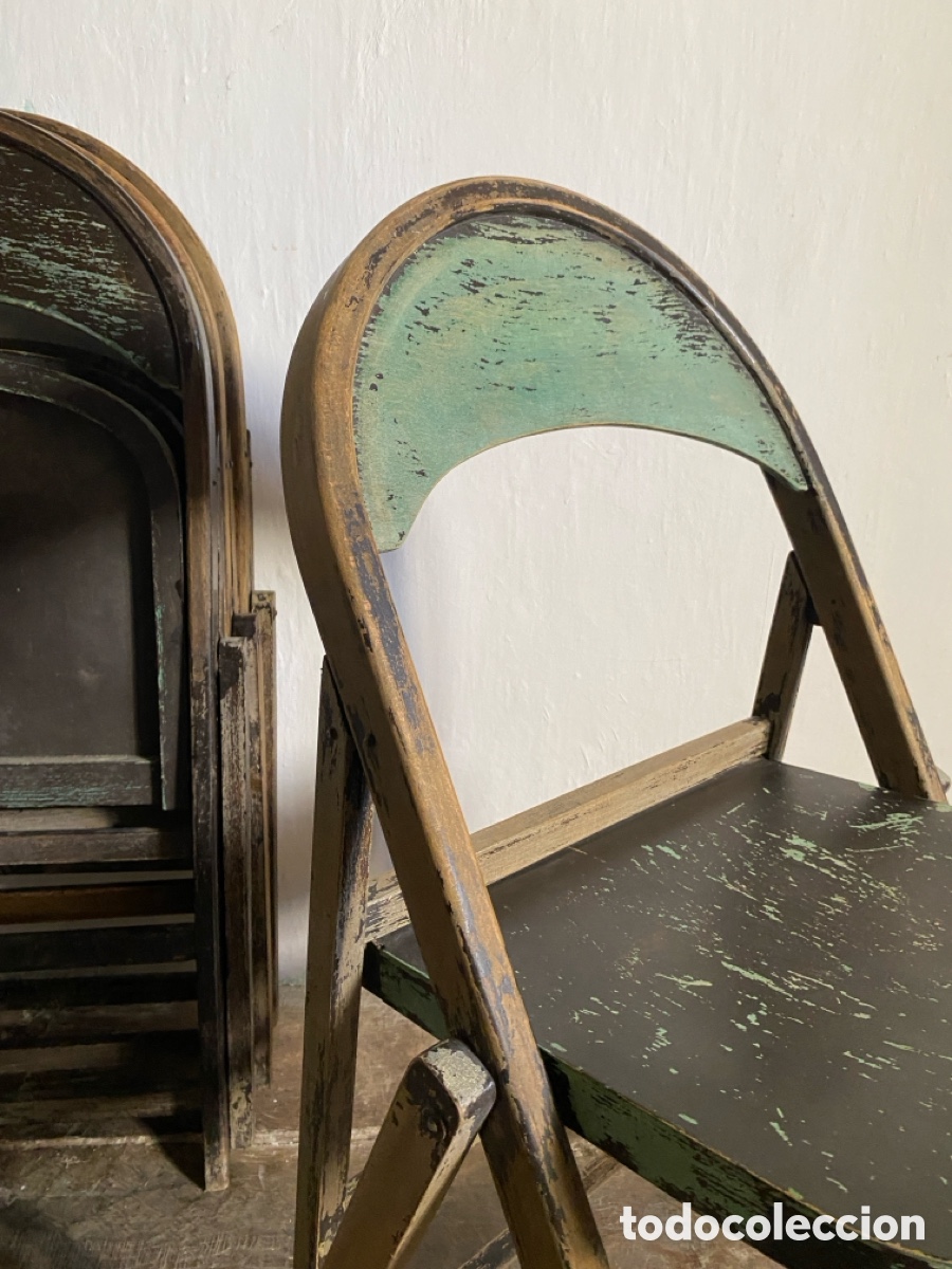 Vintage: 4 sillas plegables madera - Foto 7
