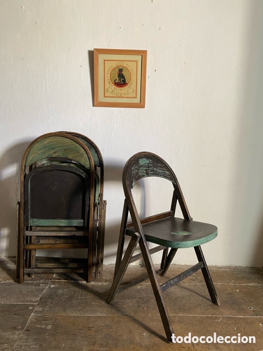 Vintage: 4 sillas plegables madera - Foto 8