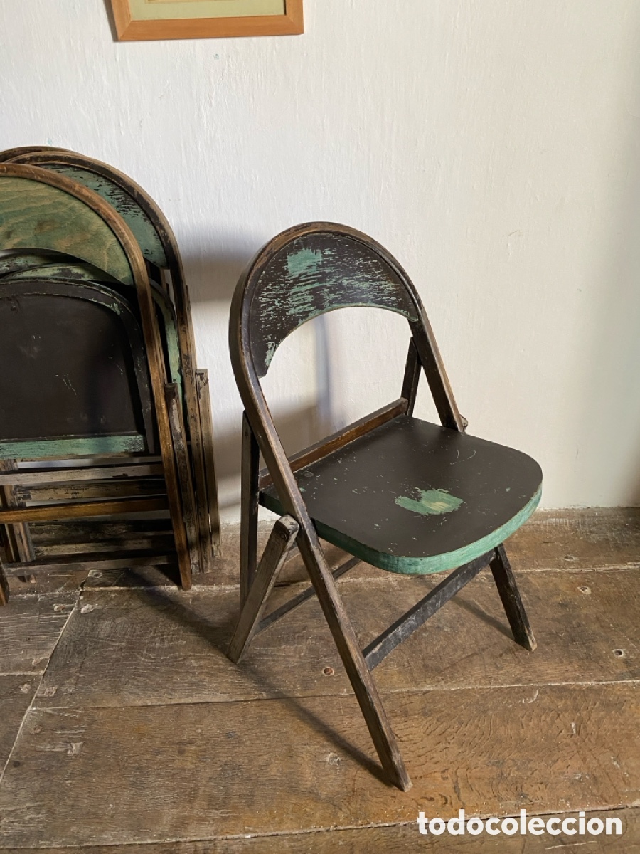 Vintage: 4 sillas plegables madera - Foto 9